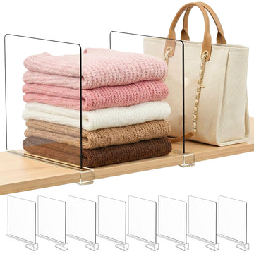 Purse Organizer for Closet Shelf Dividers: 11-inch Tall (Higher Version) Adjustable Clear Acrylic Bag Storage