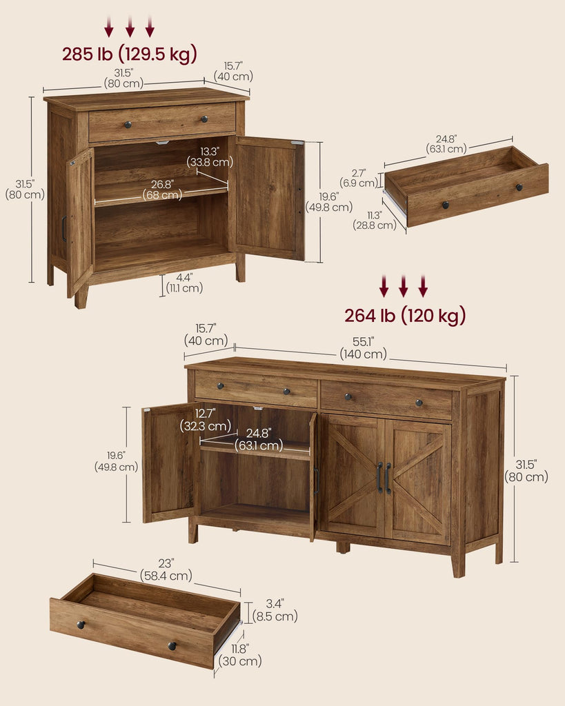 Farmhouse Buffet Cabinet and Coffee Bar Bundle