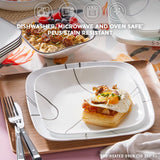 18-Piece Service for 6 Dinnerware Set Triple Layer Glass and Chip Resistant, Lightweight Square Plates and Bowls Set