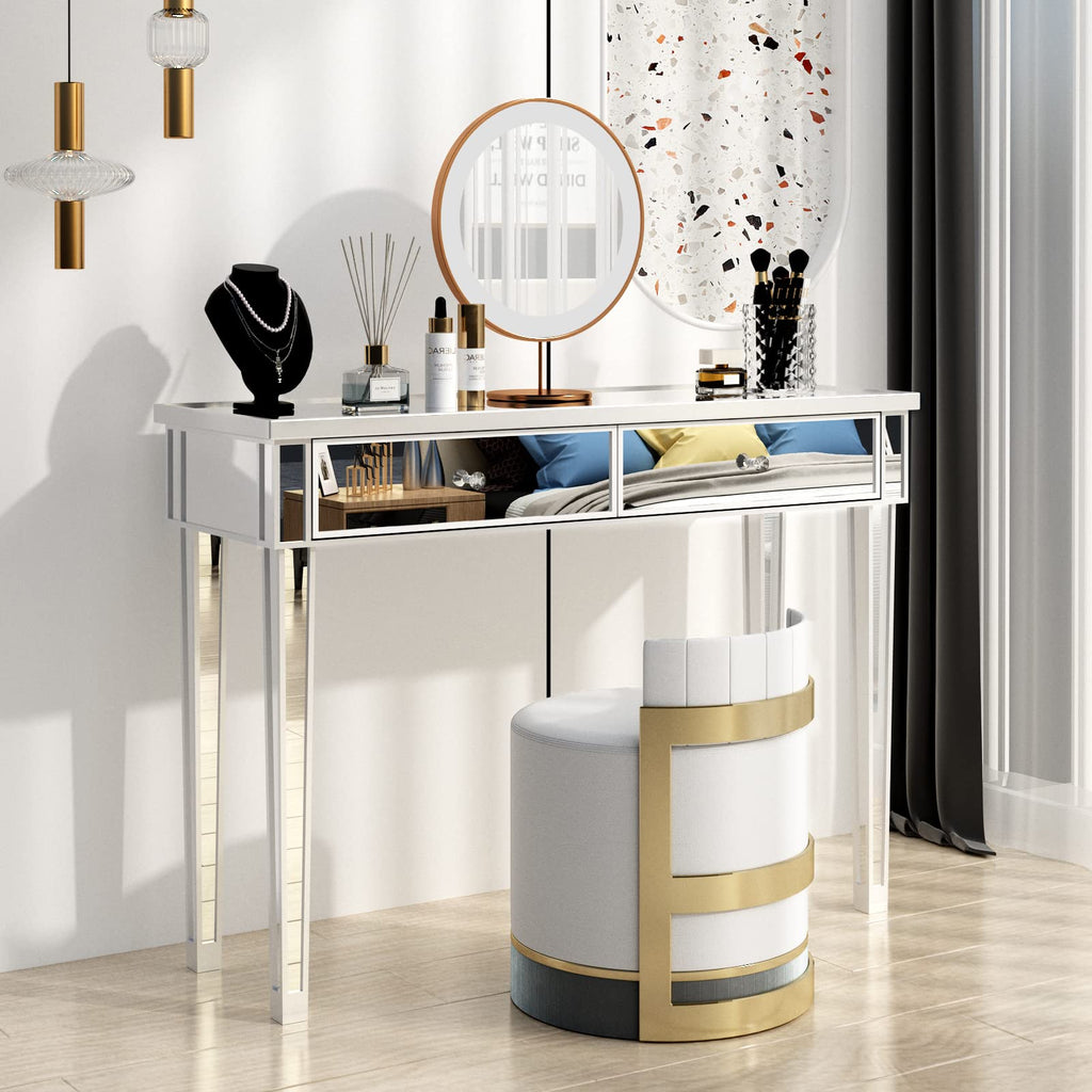 Mirrored Console Table with 2 Drawers /Hallway Silver Bedroom Desk Sofa Tables