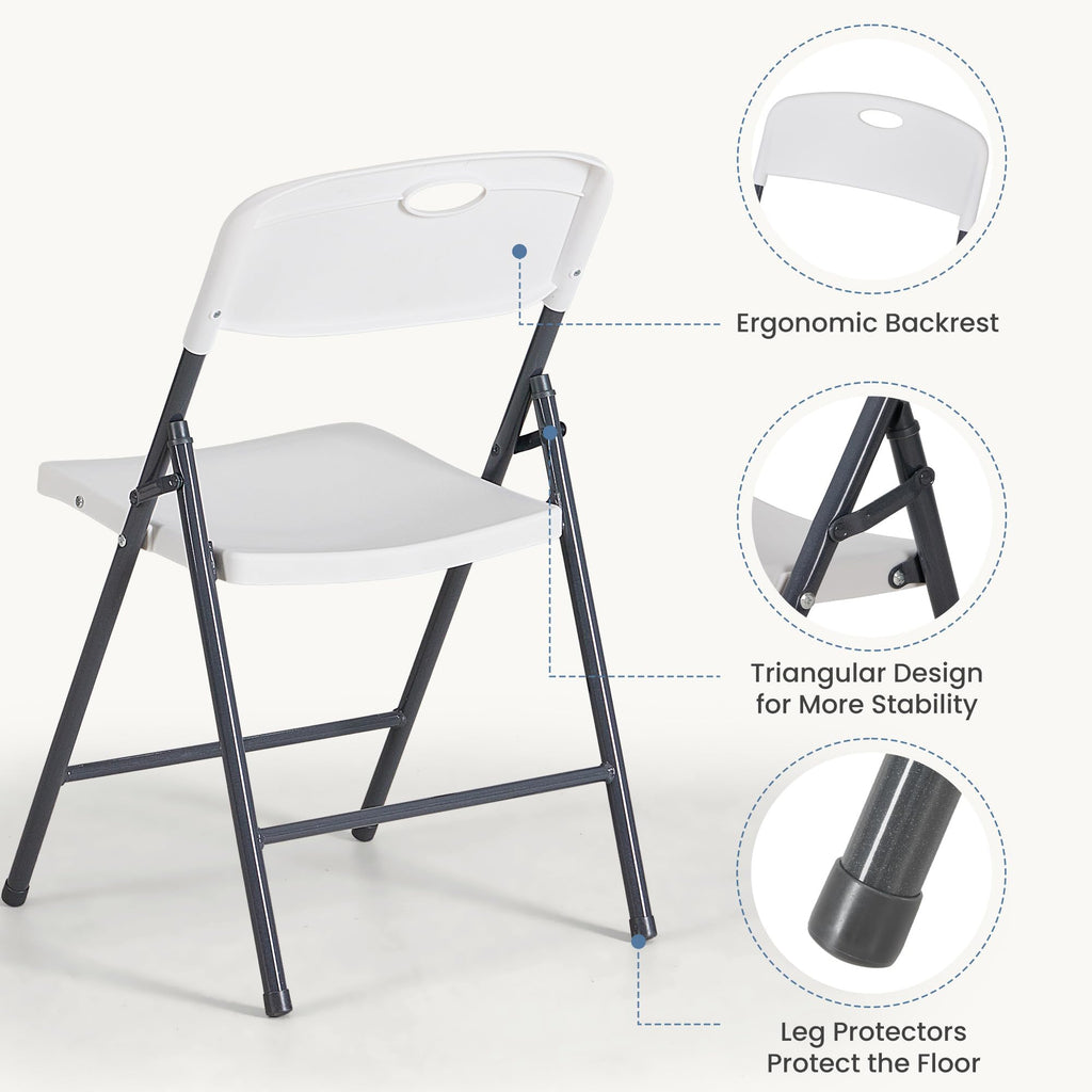 10 Pack Folding Chairs Heavy Duty - Plastic Stackable Portable Dining Chairs Set, Wedding, Party, Patio, Garden, for