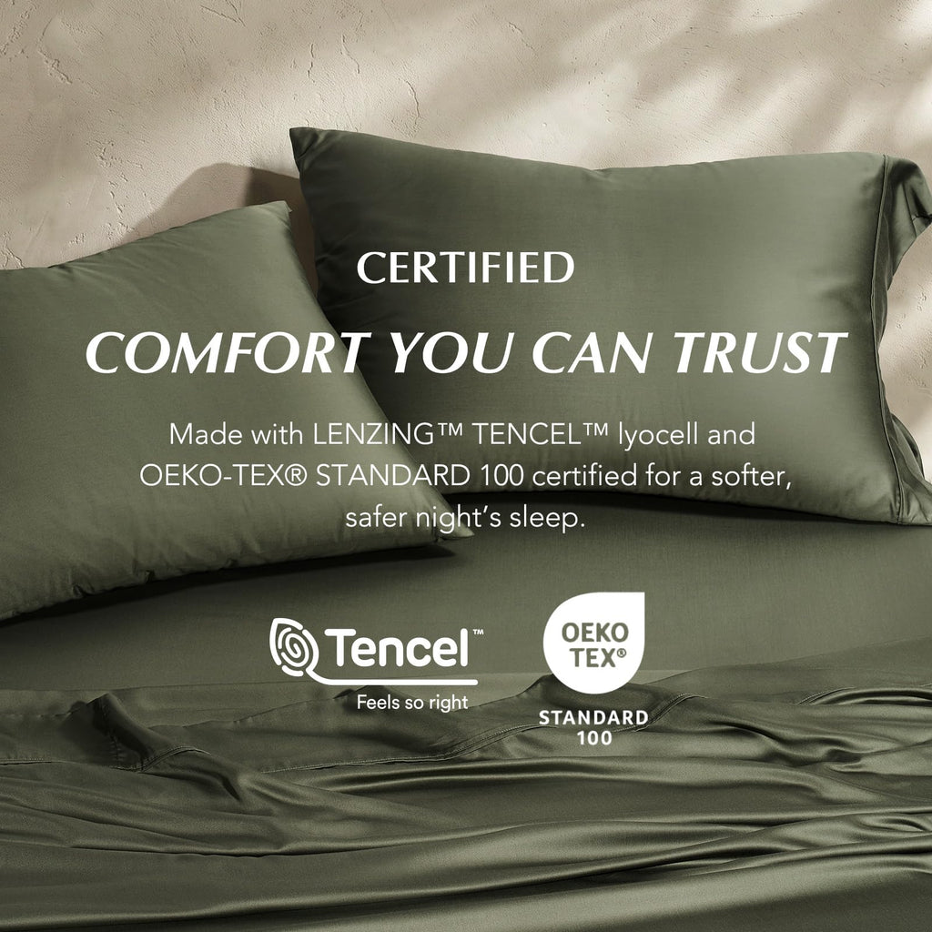 TencelTM Sheet Set, Breathable & Cooling, King, Dark Olive Green