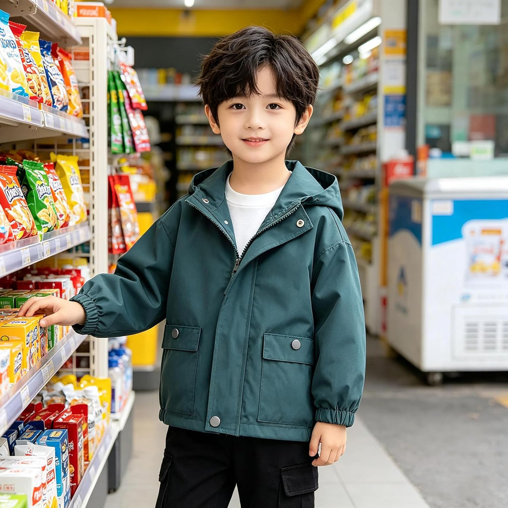 Toddler Boys Windbreaker Jackets Baby Boy Lightweight Pocket Zip Up Hooded Jackets Kids Casual Outerwear