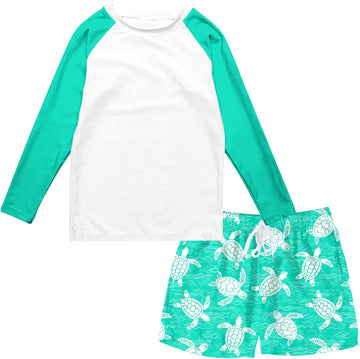 Boys Long Sleeve Rash Guard Swimsuit Pieces Bathing Suits Set