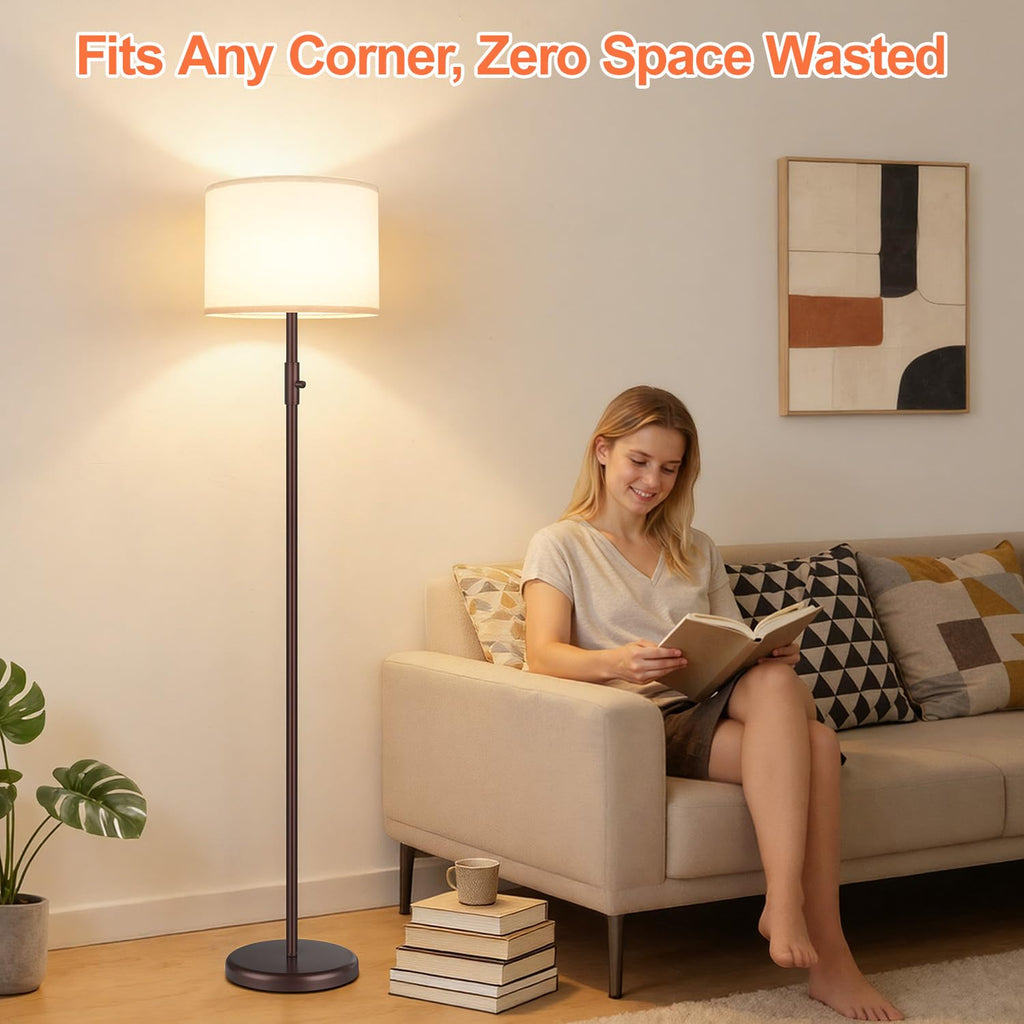 Upgraded】 Dimmable Floor Lamp, Modern Floor Lamps, Standing Lamp with Linen Shade, Tall Lamp Office Dining Room