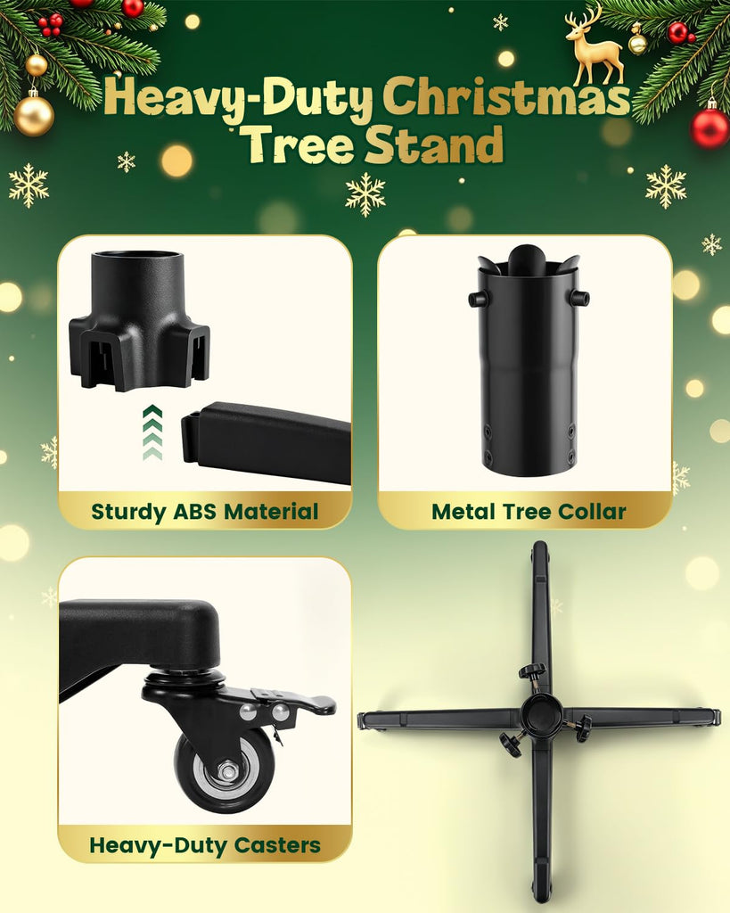 Rolling Christmas Tree Stand Base for Up to 7.5 FT Artificial Trees