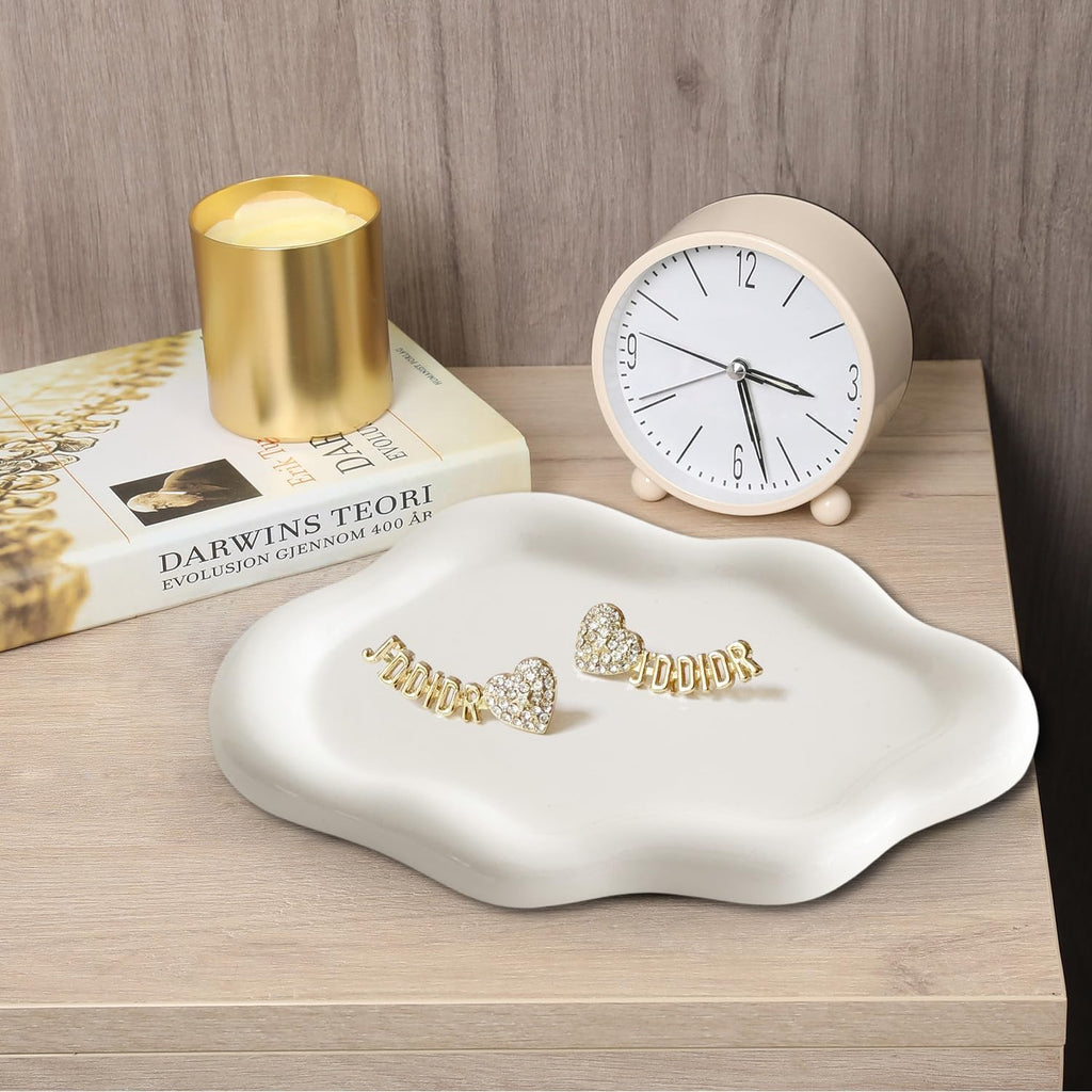 Ceramic Jewelry Dish for Women, Jewelry Tray Trinket Dish, Irregular Cloud Shape Ceramic Plate, Watch Keys Tray Ring