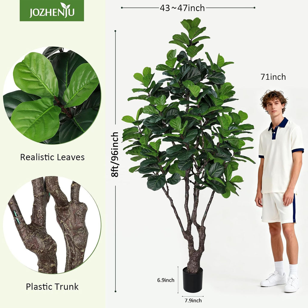 8FT Faux Fiddle Leaf Fig Tree Artificial Plants Indoor Ficus Lyrata Trees