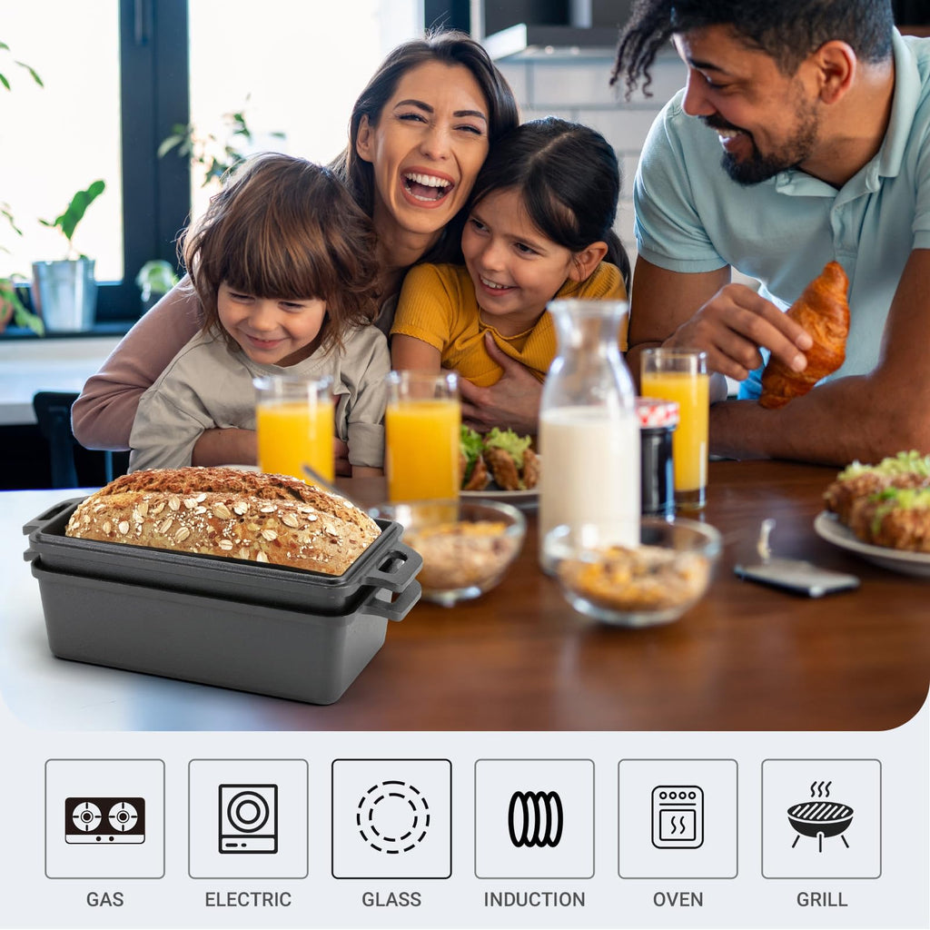 9×5 Inch Cast Iron Loaf Pan with Lid | Bread Baking Pan | Even Heat Distribution made Bread, Cake, and Meatloaf | 2