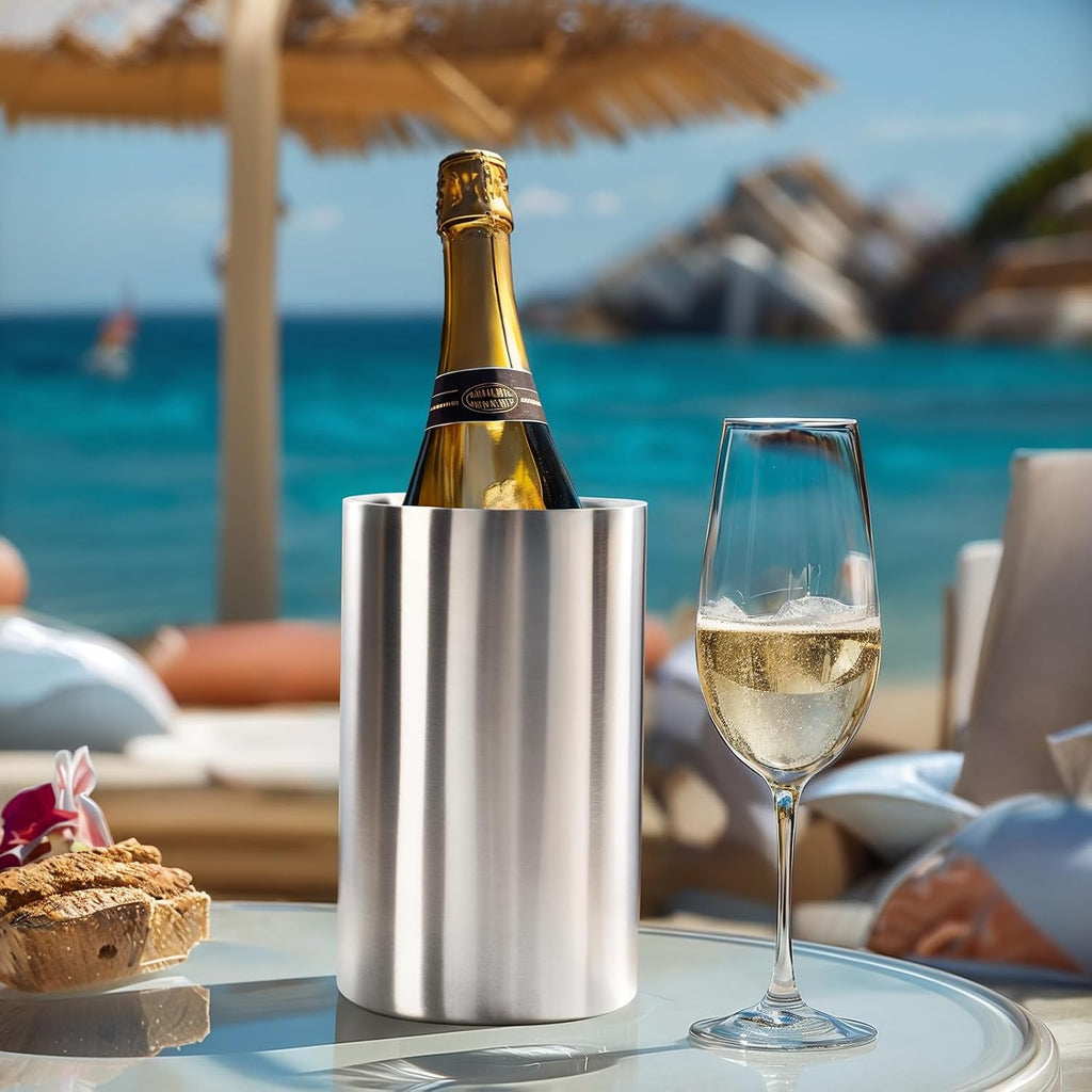 Packs Stainless Steel Double Wall Wine Cooler,Wine Chiller Bucket Champagne Ice Bucket, Fits Most Standard Sized - Set of 3