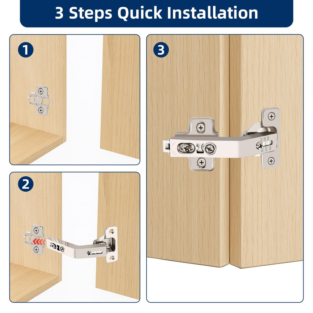2 Pack 135° Lazy Susan Cabinet Hinge, Full Overlay Concealed Hinge for Corner Kitchen Cabinet Replacement