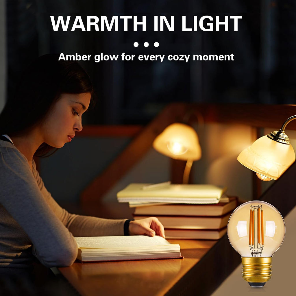 Dimmable G16.5 Amber Edison light Bulb 40 Watt,E26 Vintage LED Light Bulb