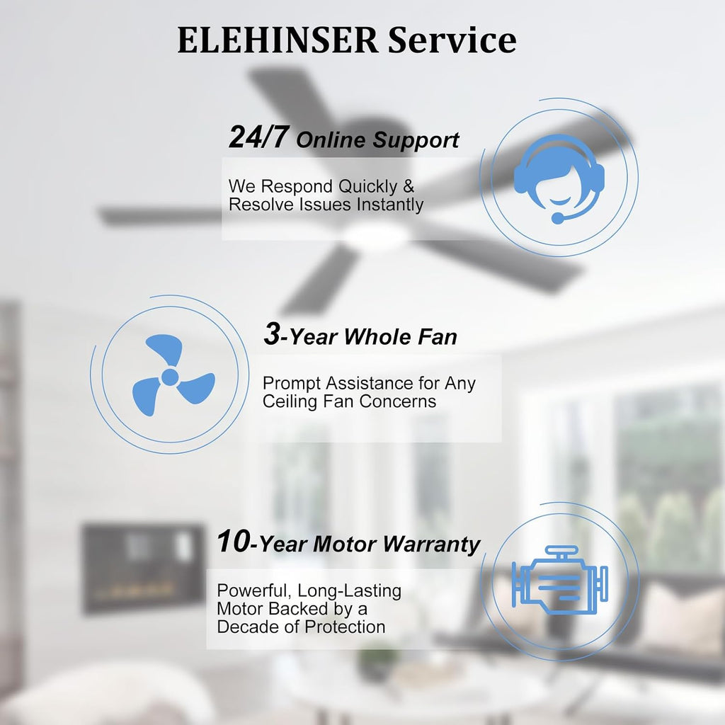 52 Inch Flush Mount Ceiling Fan with Lights, Low Profile Modern Ceiling Fan with Remote, Quiet DC Motor, 6-Speed