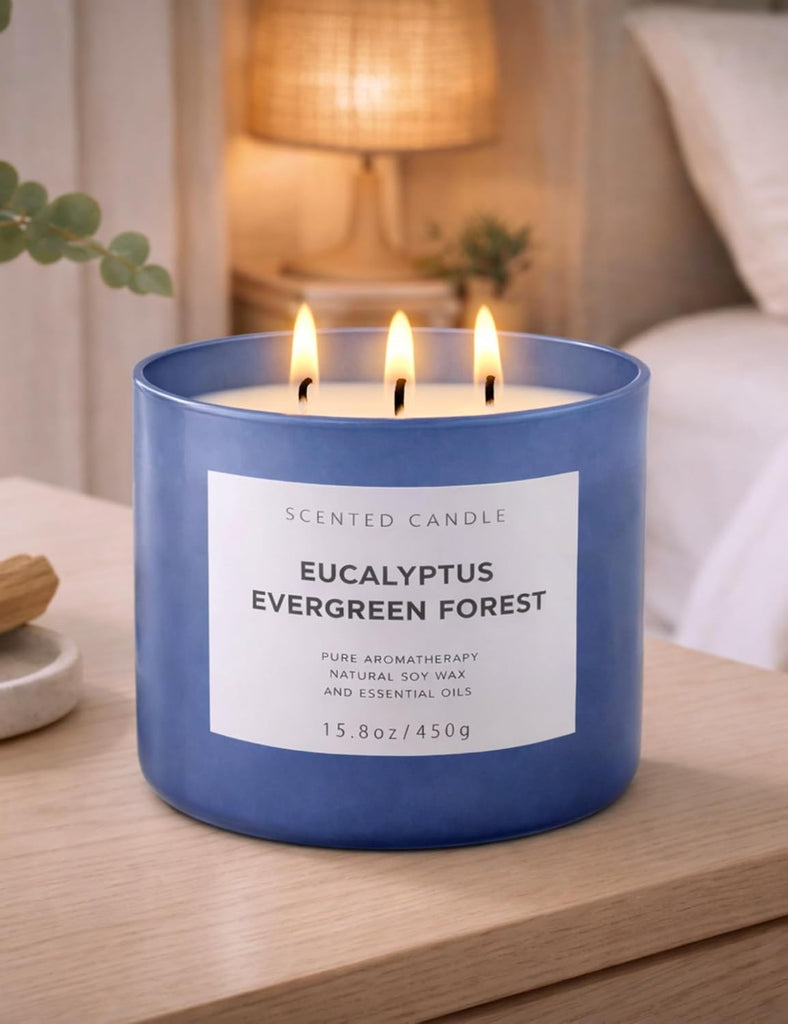 Eucalyptus Evergreen Forest Scented Candle, 3-Wick Soy, 15.8 oz - Set of 158