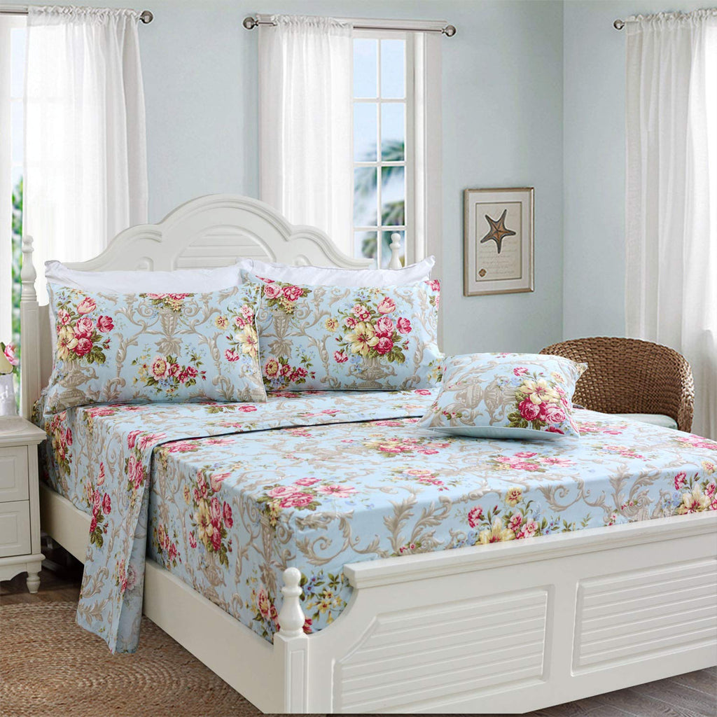 Shabby Floral Bedding Elegant Peony Sheets Set Luxury Bedding Collections 800 Thread Count 100% Egyptian Cotton Deep