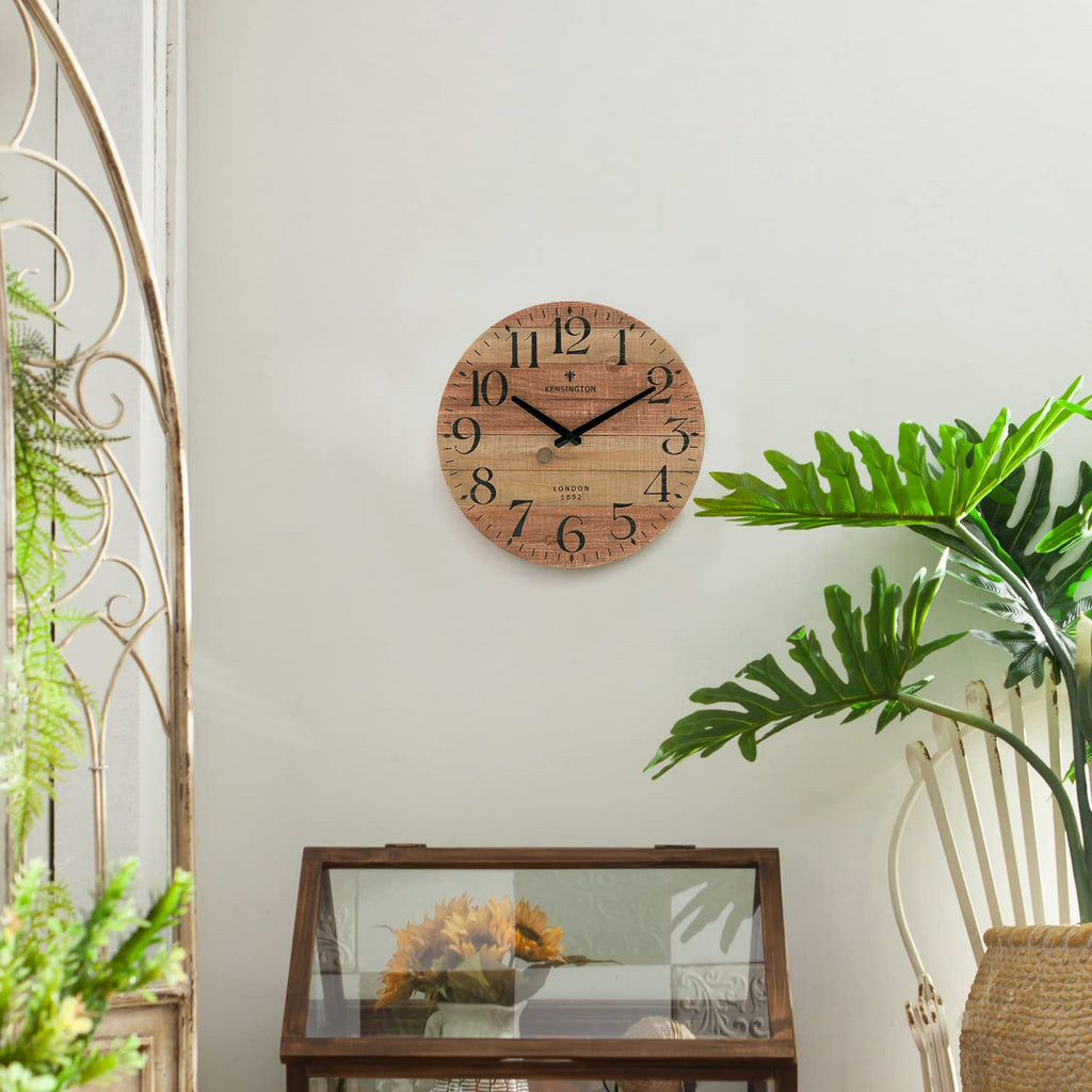 12 Inch Rustic Solid Wood Wall Clock, Farmhouse Country Decor