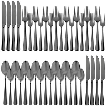 40 Piece Stainless Steel Flatware Set, Cutlery Utensil Silverware Set, Party, Buffet, Banquet, Catering(Black)