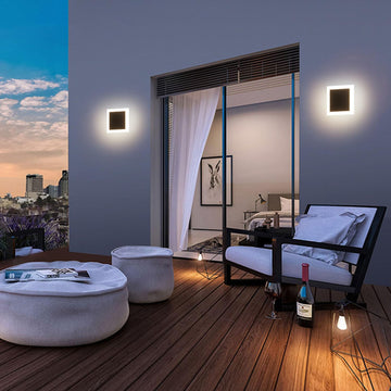 LED Outdoor Wall Light, Modern Black Exterior Wall Sconce Light