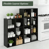 8 Cube Storage Organizer Shelf, Open Cube Bookshelf, Reversible Bookcase, Sturdy Modern Storage, Black
