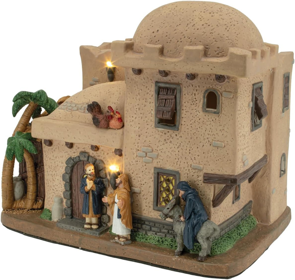 Bethlehem Inn Porcelain Christmas Village with LED Lights