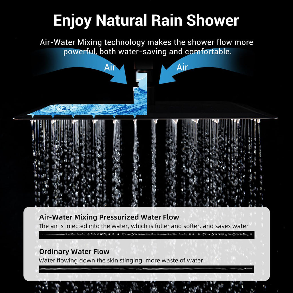 Thermostatic Dual Rainfall Shower System Oil Rubbed Bronze Shower Fixtures