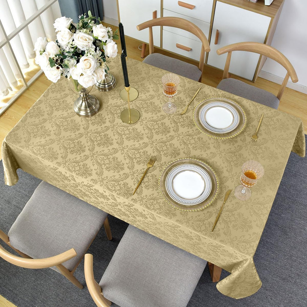 Jacquard Tablecloth Rectangle 60 x 120 Inch, Gold