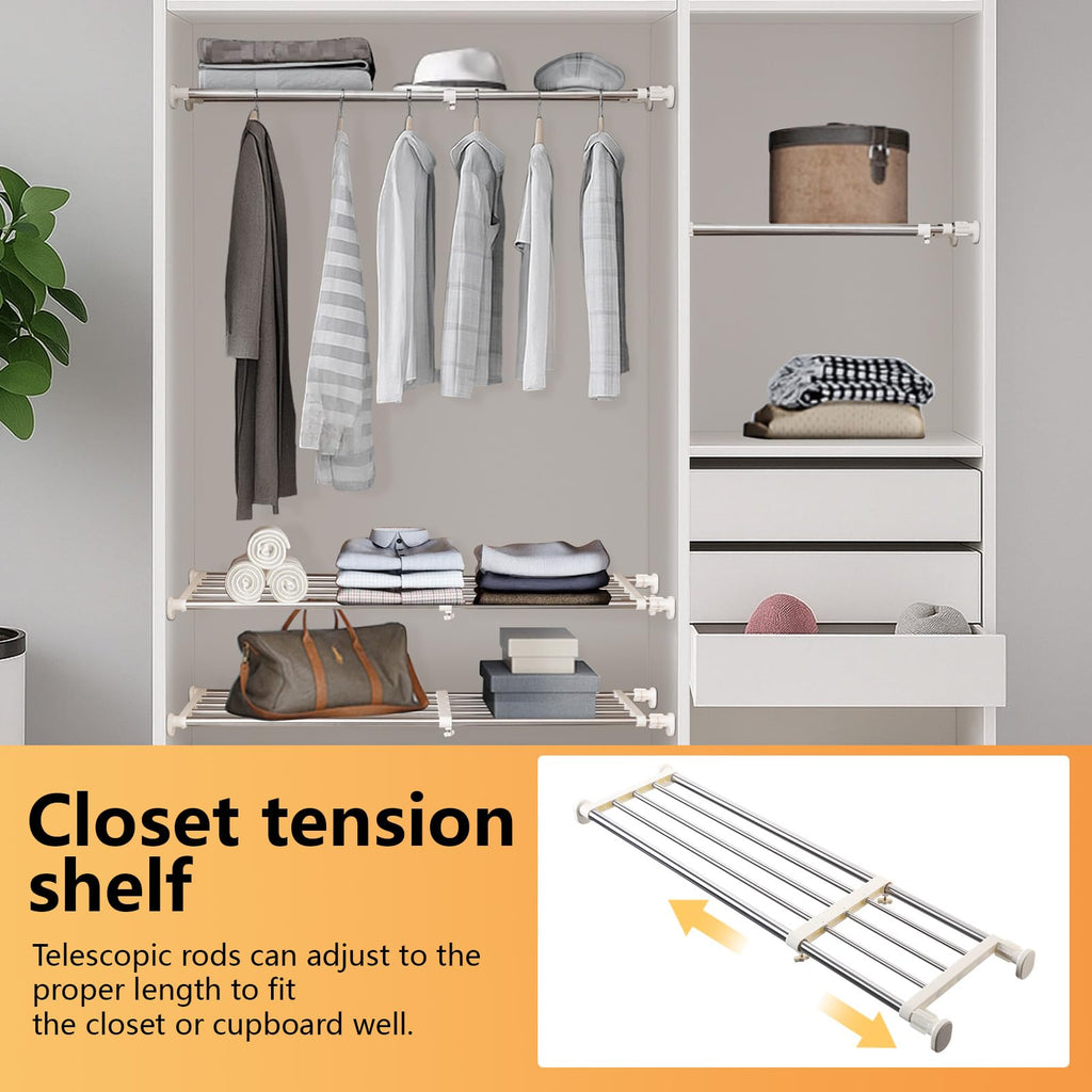 Tension Closet Shelf, Adjustable Storage Rack Separator