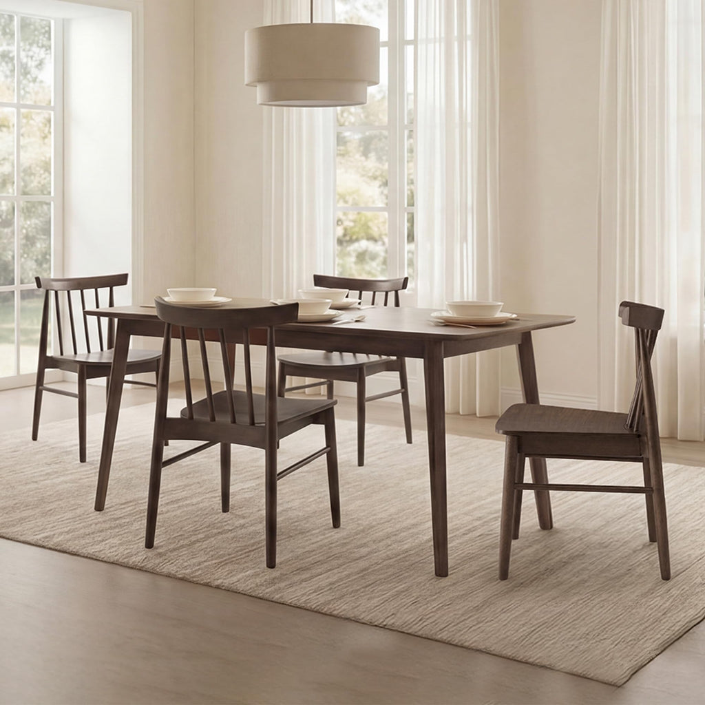Dining Chairs Set of 2, Solid Wood Frame, Upholstered Seat, Walnut
