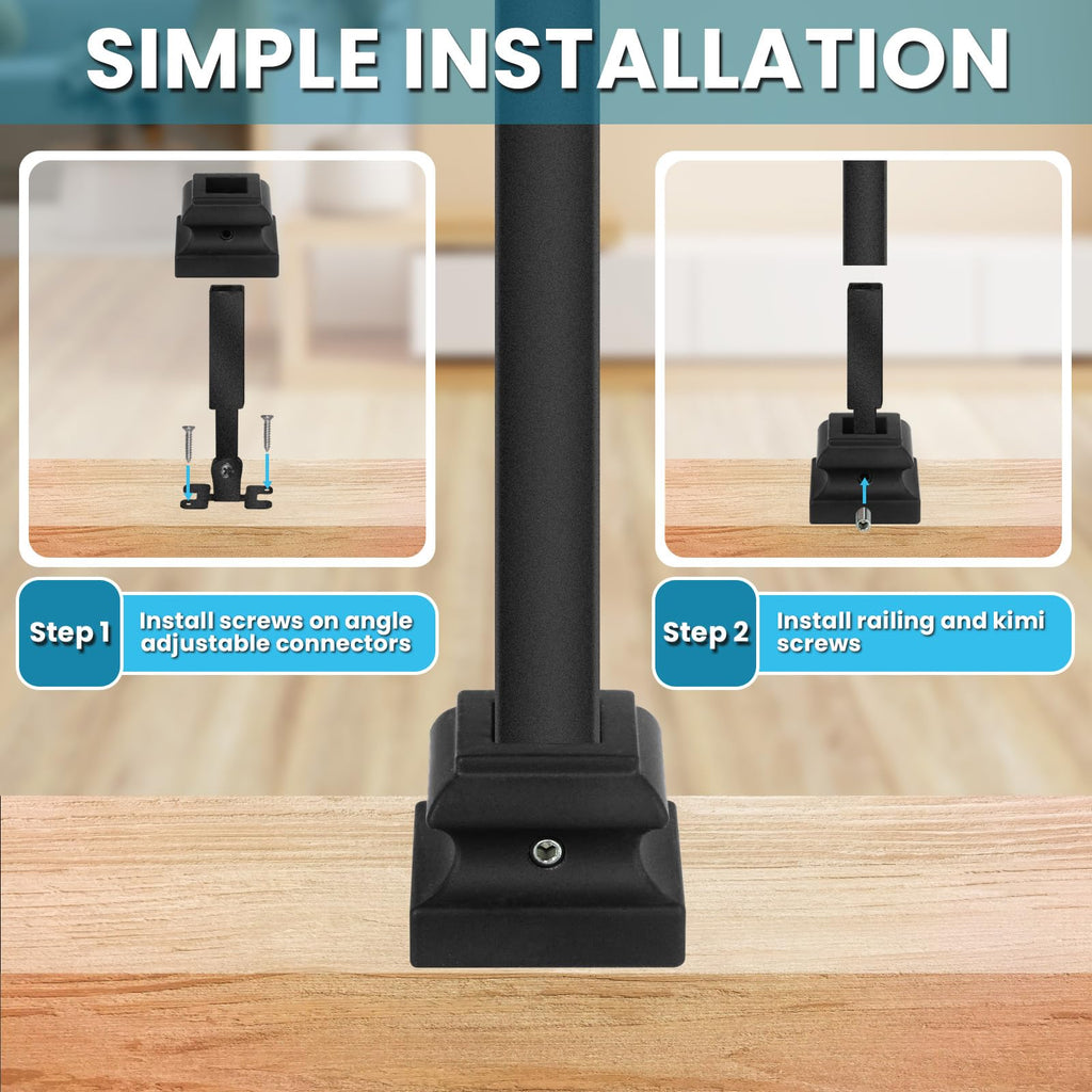 Angle Adjustable Connectors, Baluster Swivel Connectors with Screw for Installation of 1/4" Square Balusters balusters