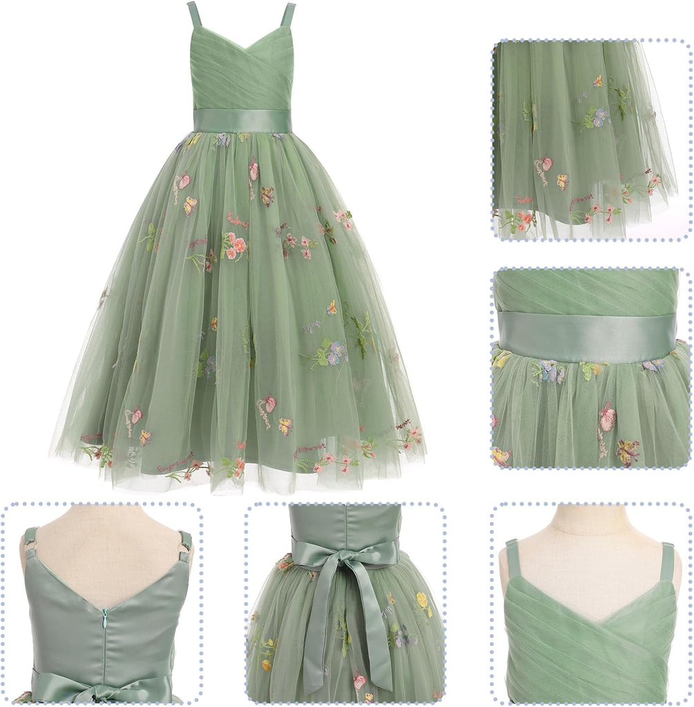 Flower Girls Dress Wedding Spaghetti Strap Princess Ball Gown