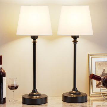Cordless Table Lamps Rechargeable Set - 2 Pack Black 4000mAH Battery Operated Lamps for Decor, 3000K Stepless Dimming