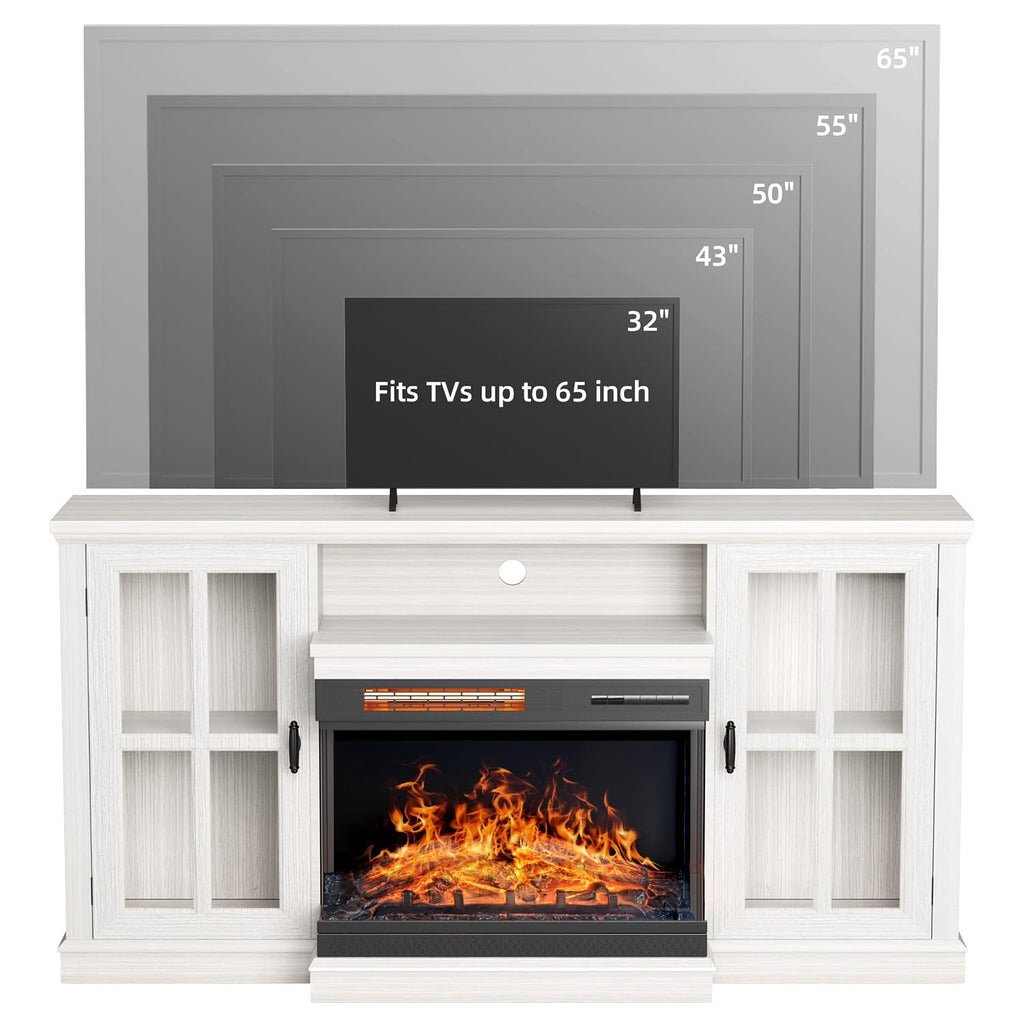 Glass for TVs up to 65", White Wash