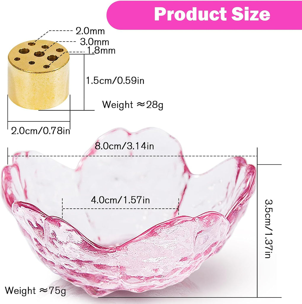 Incense Holder for Sticks, Glass Backflow Incense Burner with 9 Stick Holes, Handmade Cherry Blossom Incense Holder