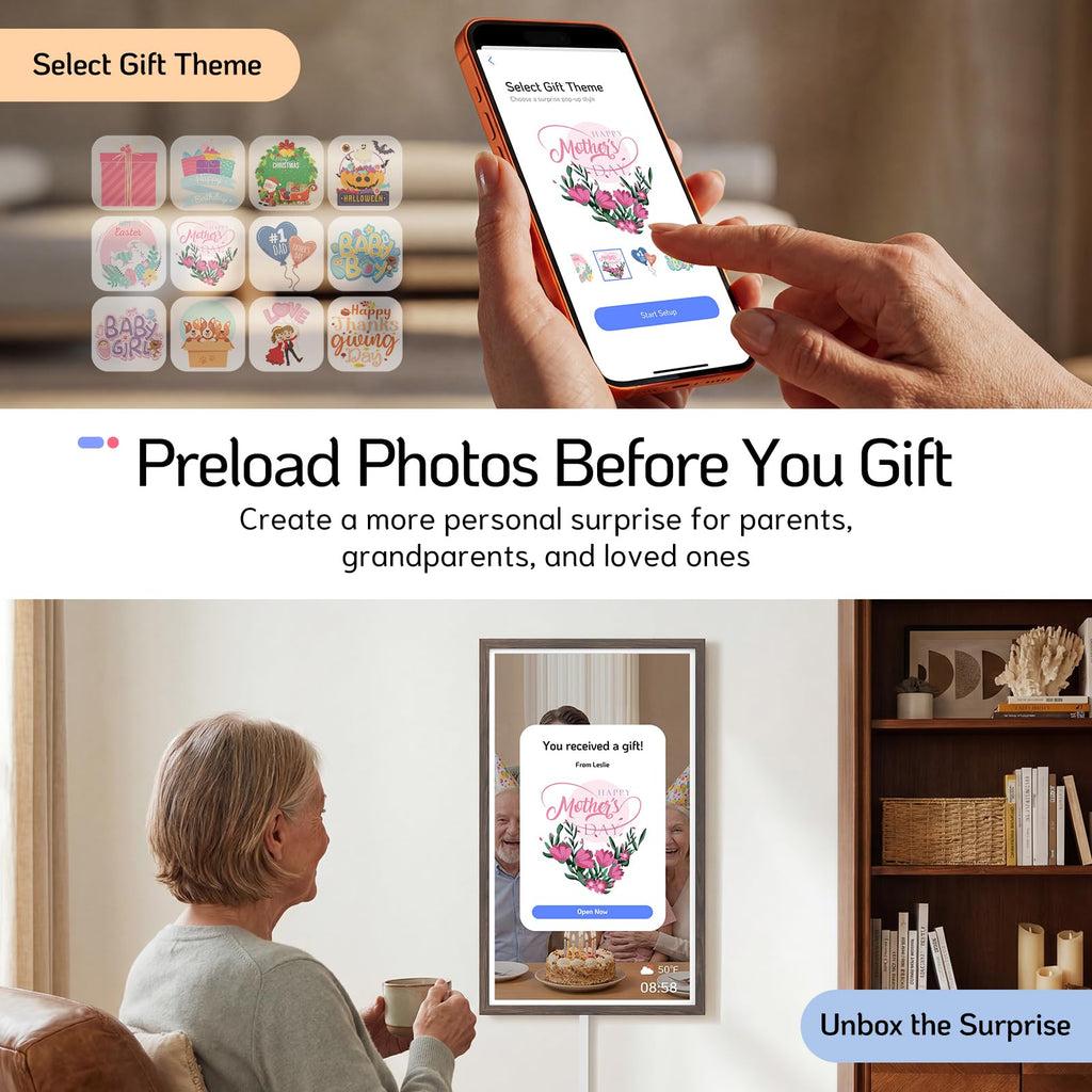 32" Digital Picture Frame, Touchscreen, Dual-Band Wi‐Fi, 64GB