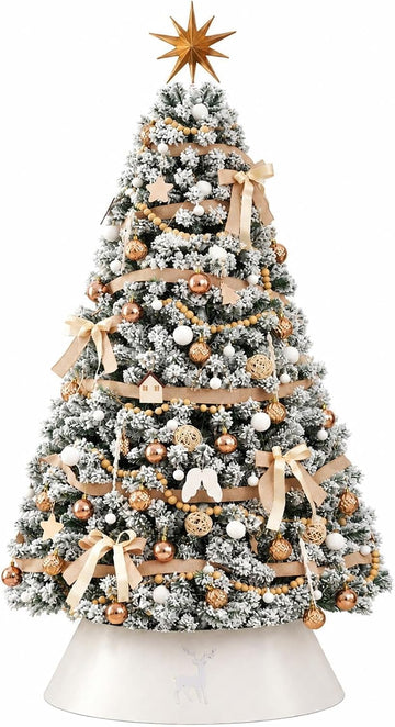 White Christmas Trees with Lights, Flocked Xmas Tree, Artificial Tree