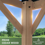 12' x 16' Outdoor Wood Gazebo, Permanent Cedar Wooden Pavilion with Galvanized Steel Hardtop Gable Roof