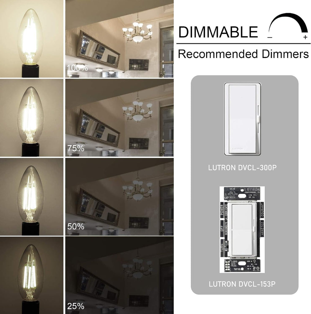 Dimmable E12 Candelabra LED Bulb 4000K Daylight 60W Equivalent