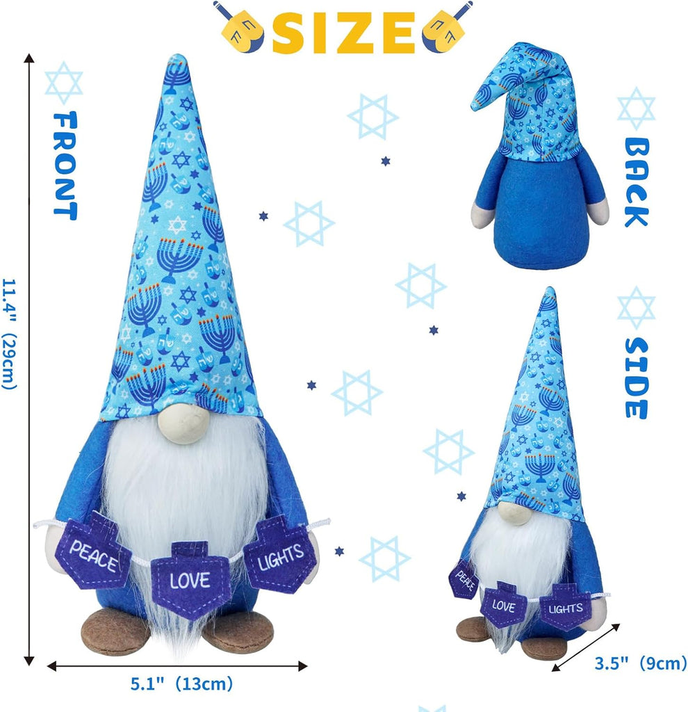 2Pa Hanukkah Gnomes, Jewish Holiday Decorations Tabletop - Set of 2