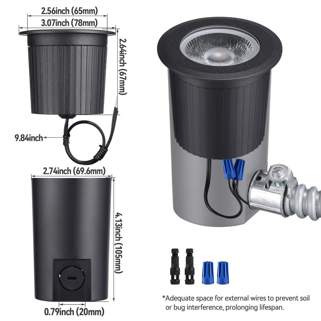 7W 5CCT Well Lights In Ground Outdoor, Black