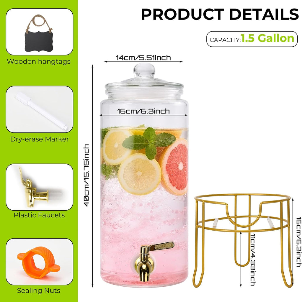 1.5 Gallon Beverage Dispenser With Airtight Lids - Set of 2