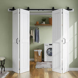 Bifold Barn Door 48'' x 84'',Bi-Fold Sliding Closet Doors with Hardware Kit Included,56'' Track Kit 