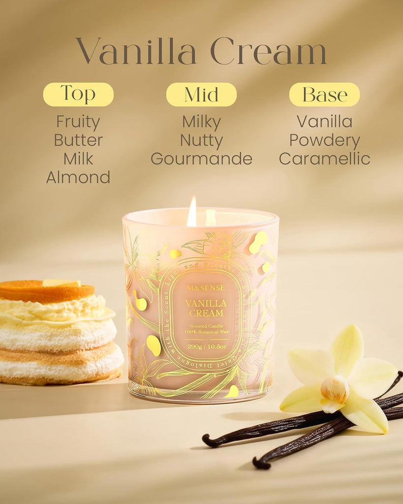 Vanilla Scented Soy Candle, 55H Burn Time Non Toxic 10.3oz - Set of 103