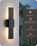 2 Pack LED Outdoor Wall Lights Dimmable, 3000K 4000K 5000K, 15.7" Modern Black Outdoor Wall Sconce, IP65 Waterproof