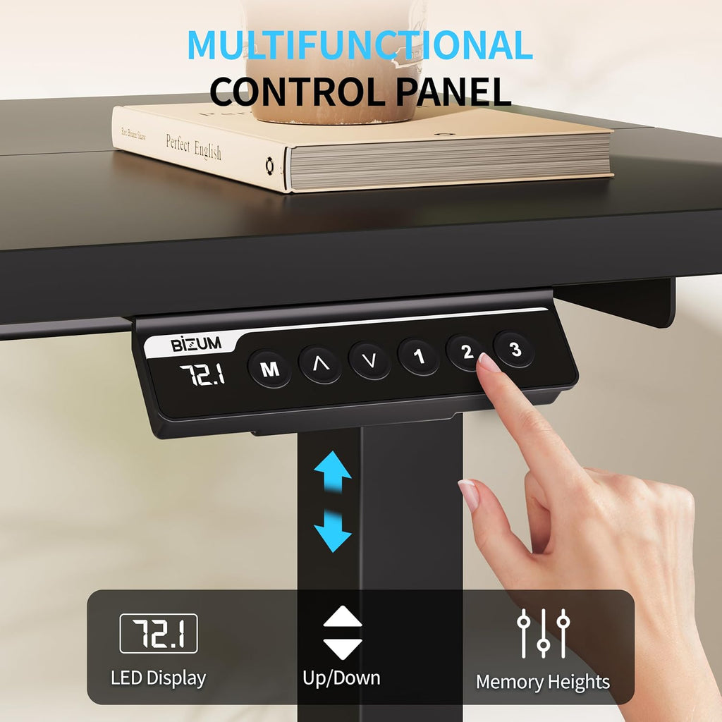 Electric Standing Desk, 55" x 24" Height Adjustable Desk, Black Sit to Stand Desk Memory Gaming Computer Workstation