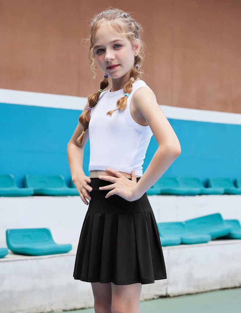 Girls Tennis Skirts with Pockets Kids Athletic Pleated Golf Skorts