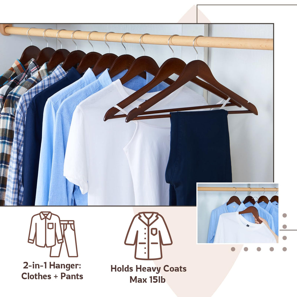 Wooden Hangers, 20 Pack Coat Hangers with Extra Smooth Finish