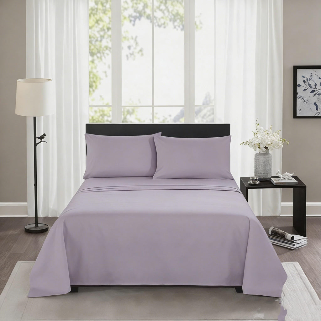 Queen Percale Bed Sheets, 200 Thread Count Cotton Polyester Blend Sheet, Wrinkle Free, Breathable, Crisp Refreshing