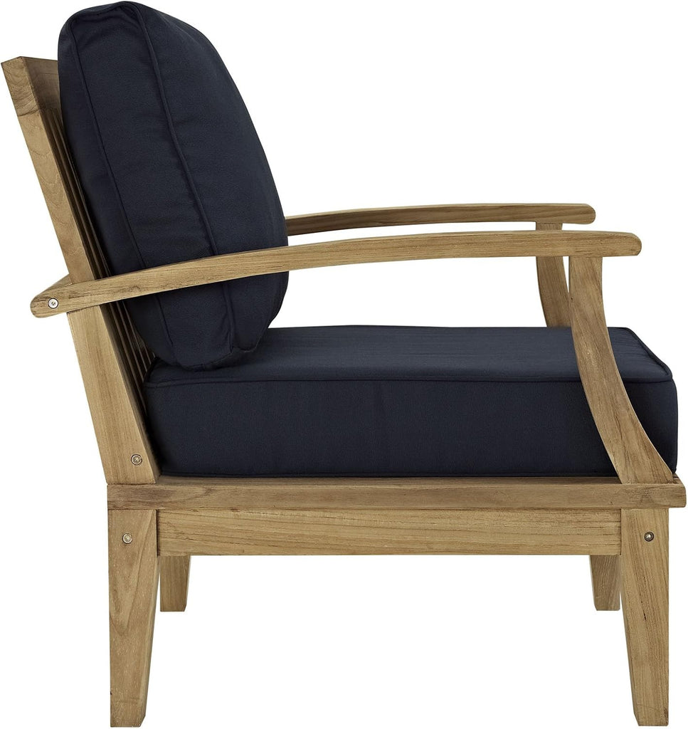 Marina Premium Grade A Teak Wood 5-Piece Outdoor Patio Furniture Set in Natural Navy