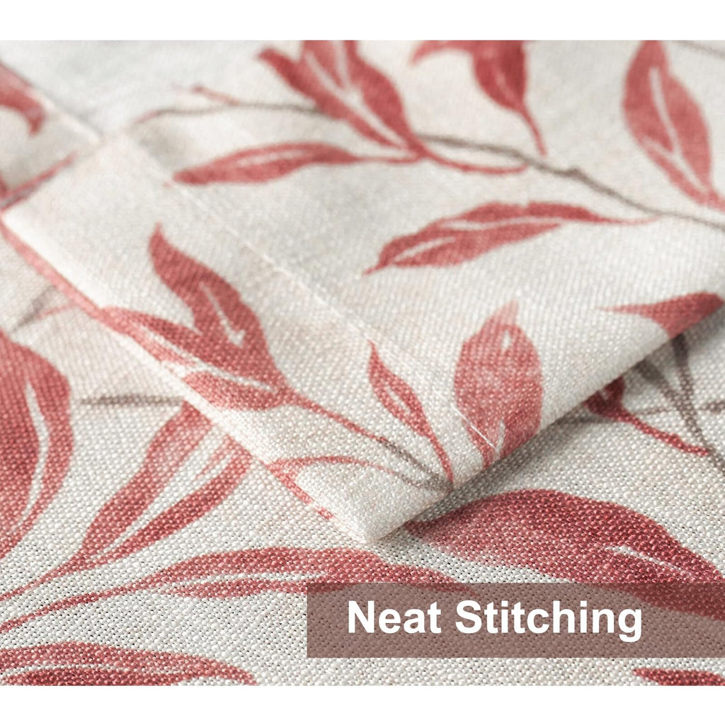 Red Leaf Print Linen Textured Valance, 52 x 14, 1 Panel