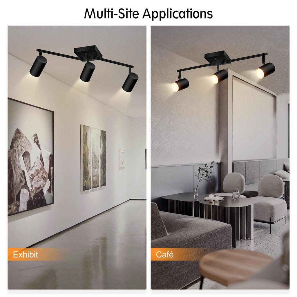 Track Lighting Fixtures Ceiling, 3 Way Track Lighting Kit, LED Track Lighting with Rotatable Light Heads, Modern